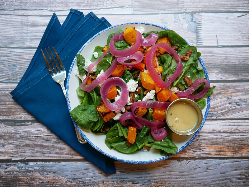 spiced squash spinach salad