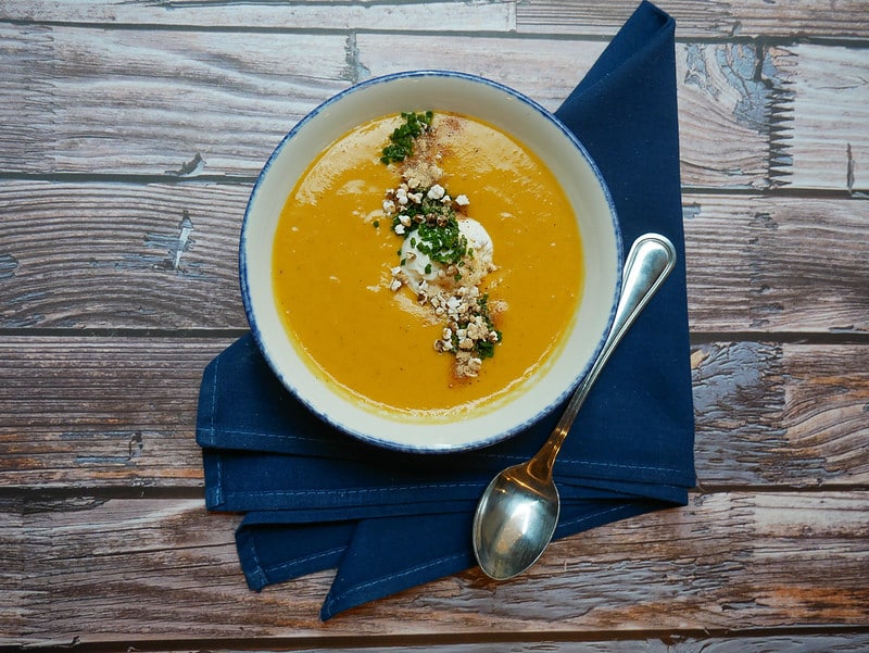 bowl of spiced pumpkin bisque