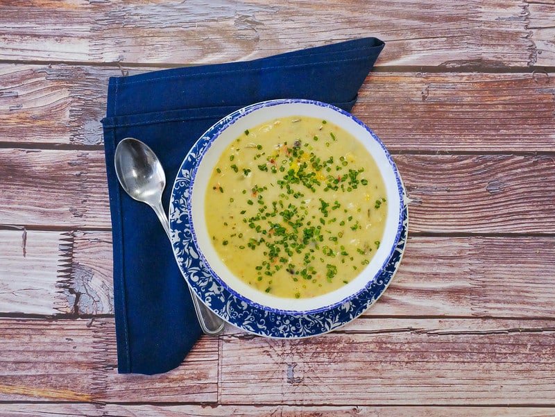 bowl of chicken poblano soup